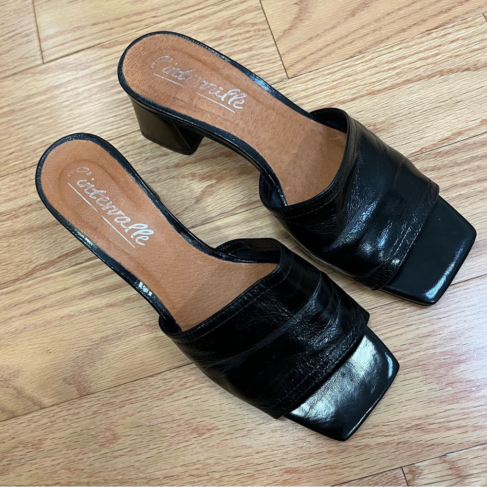 L’Intervalle Black Patent Leather Mule Sandal - Picture 2 of 10